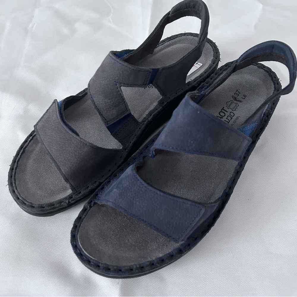 Naot Enid Blue Nubuck Leather Ankle Strap Sandal Comfort Shoe Sz US 6 New Other